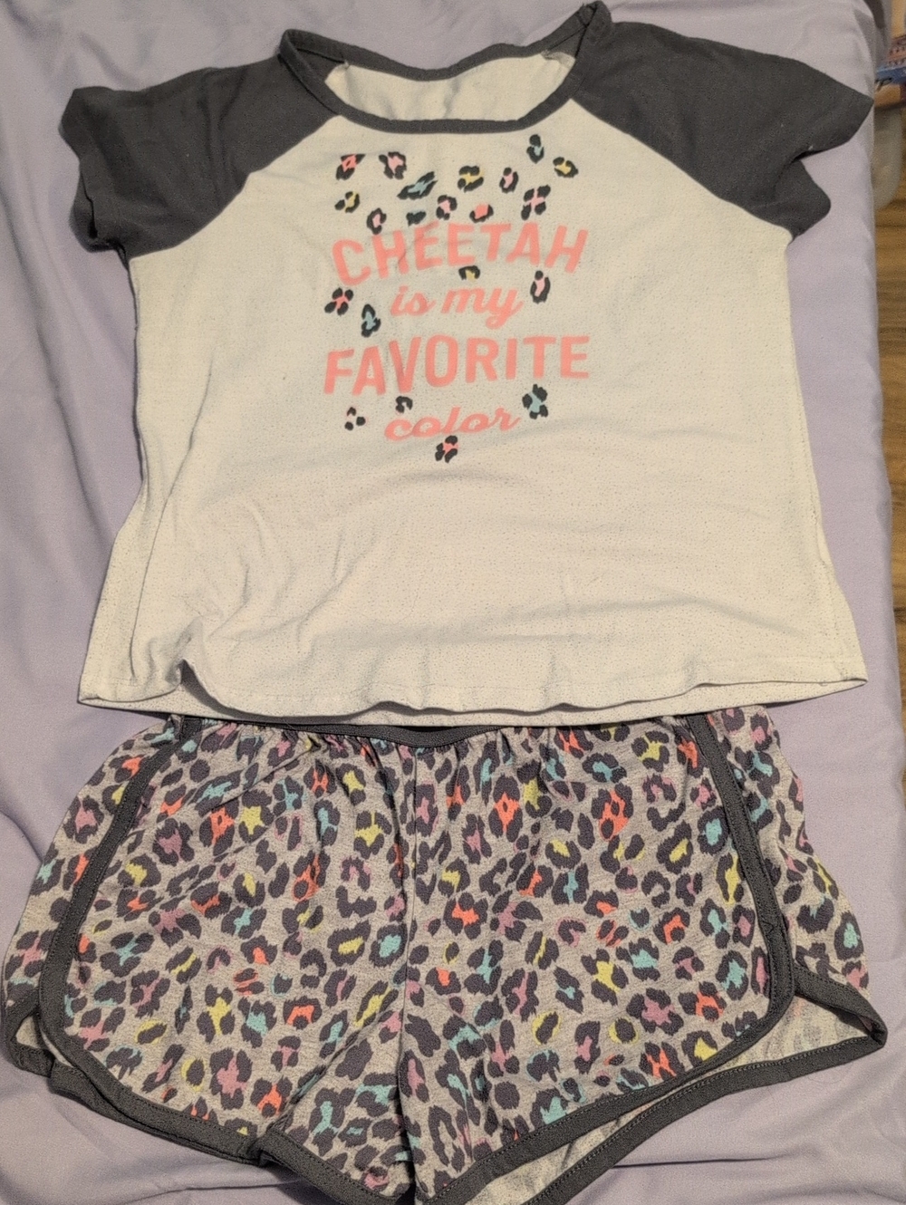 Girls' Cheetah Print Short Pajama Set
